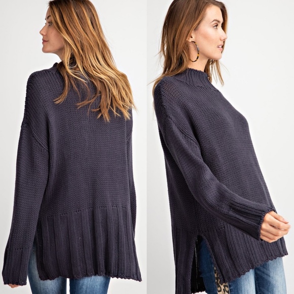 Last1️⃣Mock Neck Tunic Sweater Cozy Winter Top - Picture 3 of 7